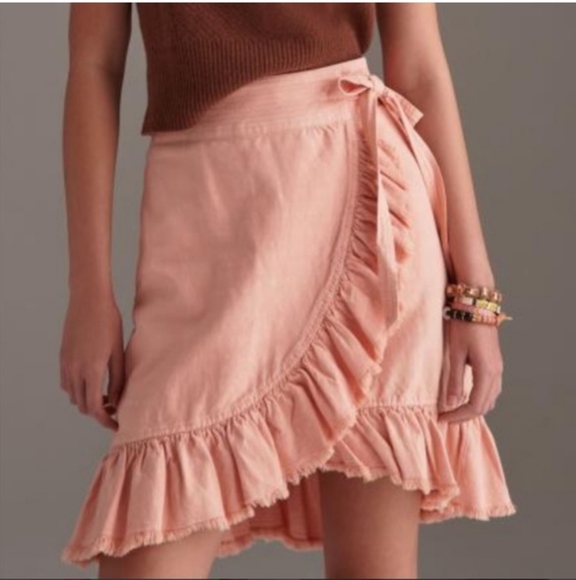 Anthropologie Dresses & Skirts - Anthropologie‎ Pilcro Pink Nettie Wrap Ruffle Skirt Mini SZ med Feminine